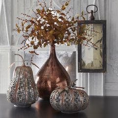Rusted Metal Cutout Tabletop Pumpkin