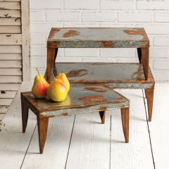 Rusted Metal Rectangle Riser Set of 3