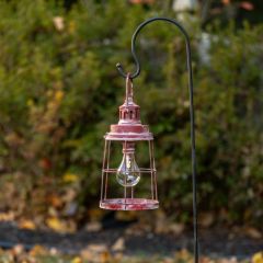 Rustic Aged Red Metal Hanging Lantern Light