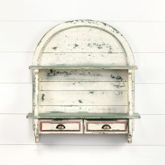 Rustic Arched Wood 2 Shelf Wall Cabinet