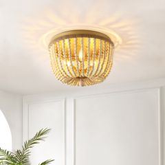 Rustic Beaded Flush Mount Ceiling Light