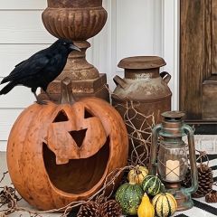 Rustic Big Mouth Terracotta Pumpkin 15 Inch