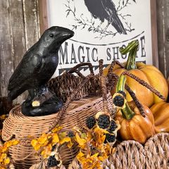 Rustic Black Crow Figurine 6.5 Inch