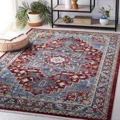 Rustic Blue/Red Diamond Pattern Area Rug