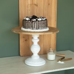 Rustic Brown and White Cake Stand 16 Inch