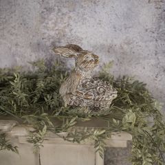 Rustic Bunny with Basket Figure
