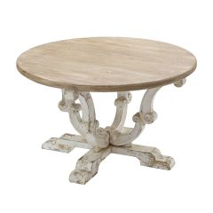 Rustic Chic Scrollwork Base Round Coffee Table