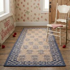 Rustic Country Floral Natural/Blue Area Rug