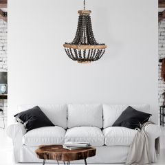Rustic Elegance Wood Bead Chandelier