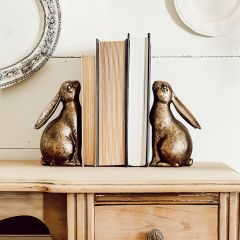 Rustic Farmhouse Rabbit Bookends