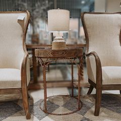 Rustic Farmhouse Round Tray Table