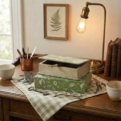 Rustic Floral Patterned Book Box Set of 2