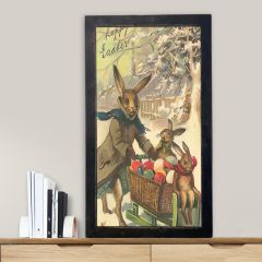 Rustic Framed Bunnies on Sleigh Wall Art