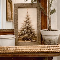 Rustic Framed Christmas Tree with Star Vertical Wall Art
