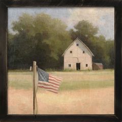 Rustic Framed Flag With Barn Wall Art