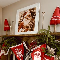 Rustic Framed Santa Smiling Square Wall Art