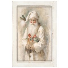 Rustic Framed White Background Santa Vertical Wall Art