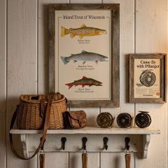 Rustic Framed Wisconsin Trout Vertical Wall Art