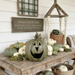 Rustic Green Big Mouth Jack O Lantern 11 Inch