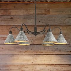 Rustic Homestead Chandelier In Antique Black With Galvanized Steel Shade