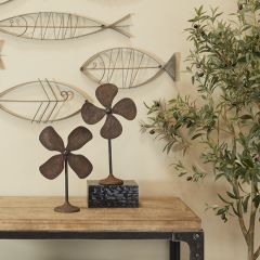 Rustic Industrial Tabletop Fan Sculpture Set of 2
