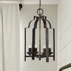 Rustic Metal 4 Bulb Pendant Light