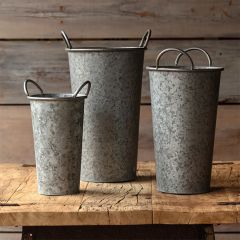 Rustic Metal Flower Buckets Set of 3