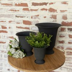 Rustic Metal Urn Pot Collection Set of 3