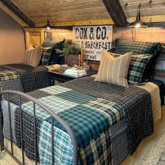 Rustic Pine and Black Patchwork Quilt