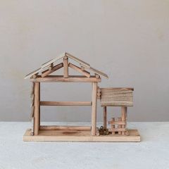 Rustic Pine Wood Nativity Creche
