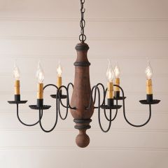 Rustic Pumpkin and Black Wood Chandelier