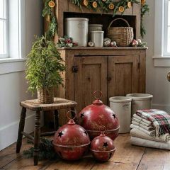 Rustic Red Sleigh Bell with Stars
