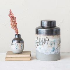 Rustic Stoneware Ginger Jar With Lid