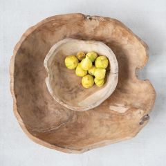 Rustic Teak Wood Serving Bowl