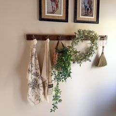 Rustic Wood and Iron Wall Hook Rack