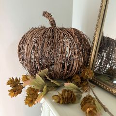 Rustic Woodland Lighted Pumpkin 11.5 inch