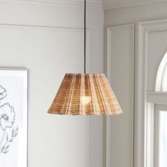 Rustic Woven Cane Pendant Light
