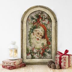 Santa Arched Linen Wall Art