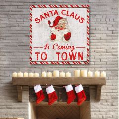 Santa Is Coming To Town Red Wall Sign