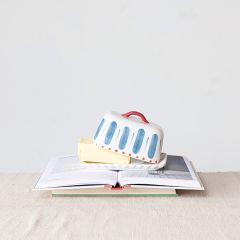 Scalloped Butter Dish With Painted Lid