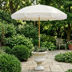 Scalloped Edge Beach Umbrella Ivory