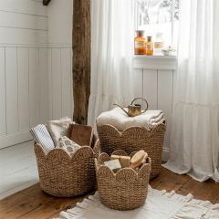 Scalloped Edge Round Basket Set of 3