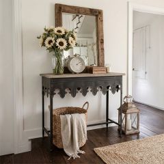 Scalloped Edge Wood and Metal Table
