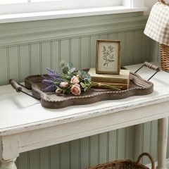 Scalloped Edge Wooden Handle Tray