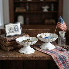 Scalloped Metal Pedestal Display Bowl