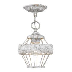 Scalloped Metal Work Single Semi Flush Light In Oyster