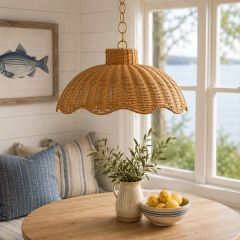 Scalloped Natural Rattan Pendant Lighting
