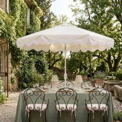 Scalloped Patio Crank Umbrella Ivory