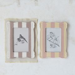Scalloped Photo Frame With Stripes Set of 2