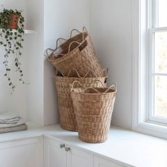 Scalloped Rattan Nesting Baskets Set of 3